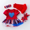 Baby Girl 4th of July Independence Day Striped Short Sleeeve Sets