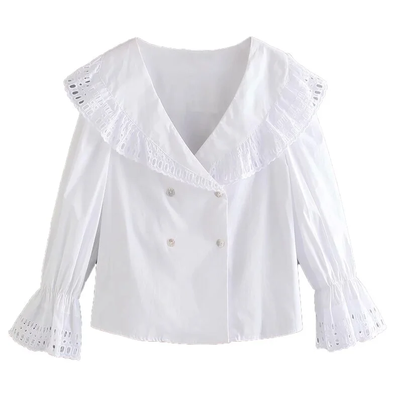 CARTOONH Women New Spring Autumn Blouses Elegant Long Sleeve White Shirt Ladies Solid Color Tops White Sweet Shirt