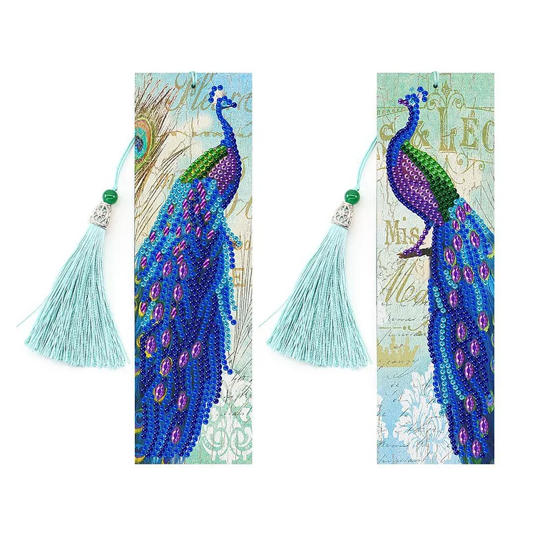 DIY Diamond Painting Bookmarks - Purple Peacock