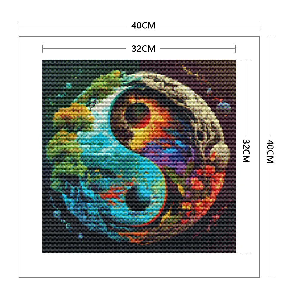 11CT Full Stamped Cross Stitch - Tai Chi(Canvas|40*40CM)