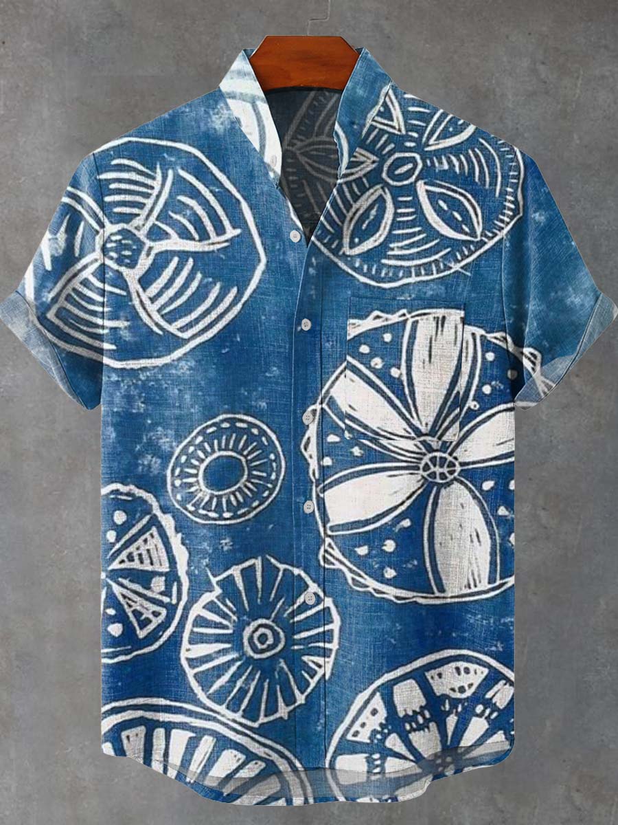 Art Creative Abstract Patterns Vintage Print Casual 100% Cotton Shirt