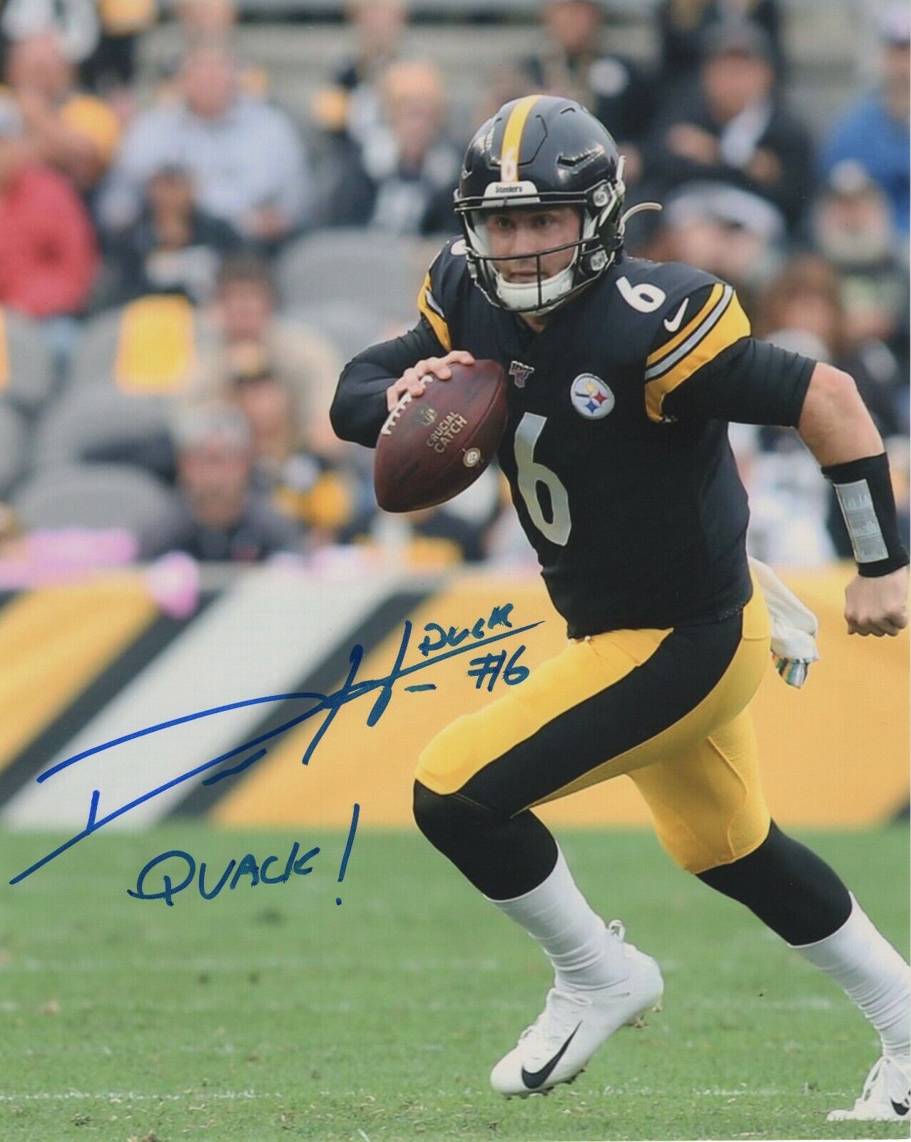 DEVLIN DUCK HODGES SIGNED PITTSBURGH STEELERS 8X10 Photo Poster painting EXACT PROOF #2