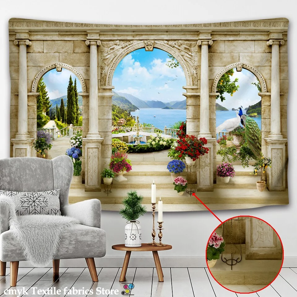 3D Wall Hanging Boheme Mandala Tapestry Flowers Vine Beach Hippie Tapestry Sea Wall Hanging Dorm Decor Living Room Art Gobelin