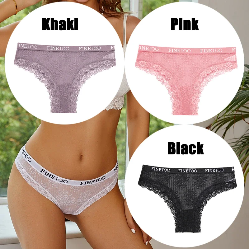 Billionm FINETOO Women Sexy Lace Panties Floral Perspective Underwear Intimates Brazilian Pant Female Breathable Thong Soft Lingerie