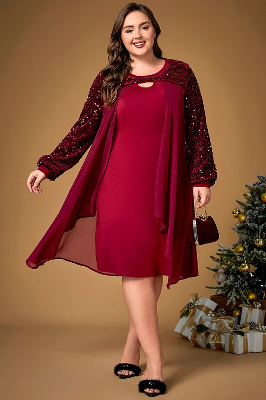 burgundy quinceanera dresses long sleeve Velvet Mother of the Bride Dresses Plus Size Women's A-Line/Princess V-Neck Long Sleeves Floor-Length Wedding Party Formal Guest Evening Gowns with, main image 0