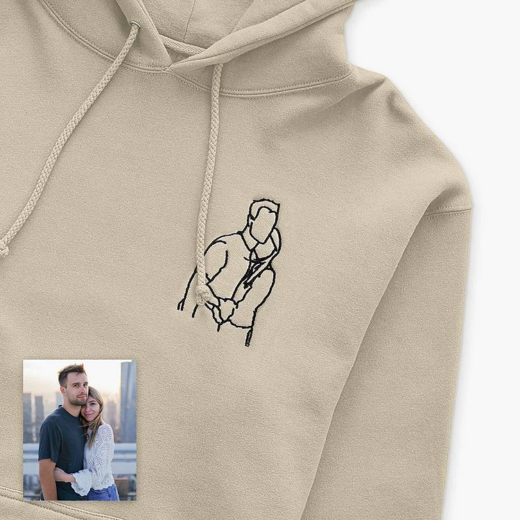 Stitch It to Me: Personalized Embroidered Line Art Hoodie