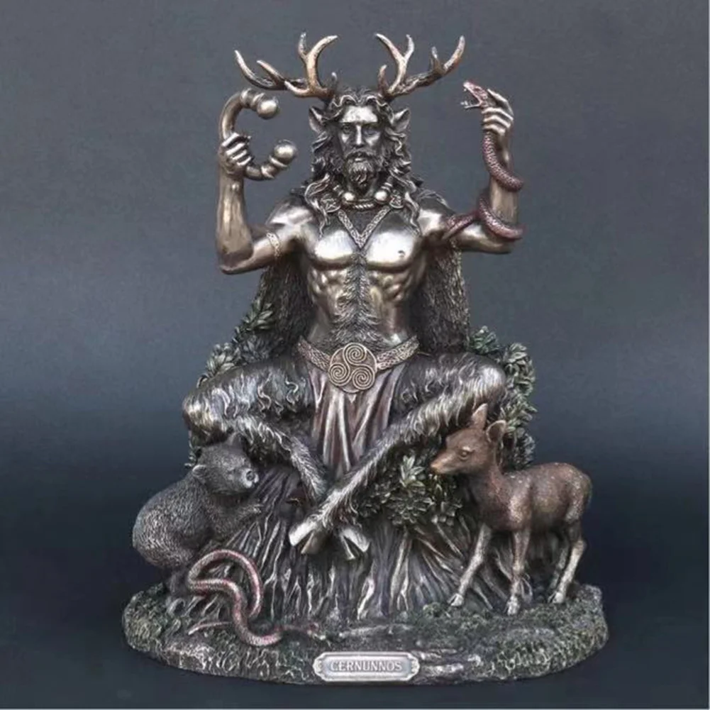 Resin Cernunnos Horned Animal God Statue Figurine Garden Home God Sculpture