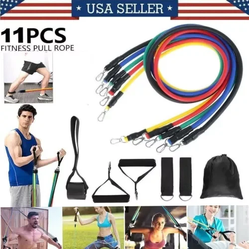 Pornhint 11PCS  Pull  Rope Fitness  Resistance  Band  Set  Fitness Tube  Workout Band  US New
