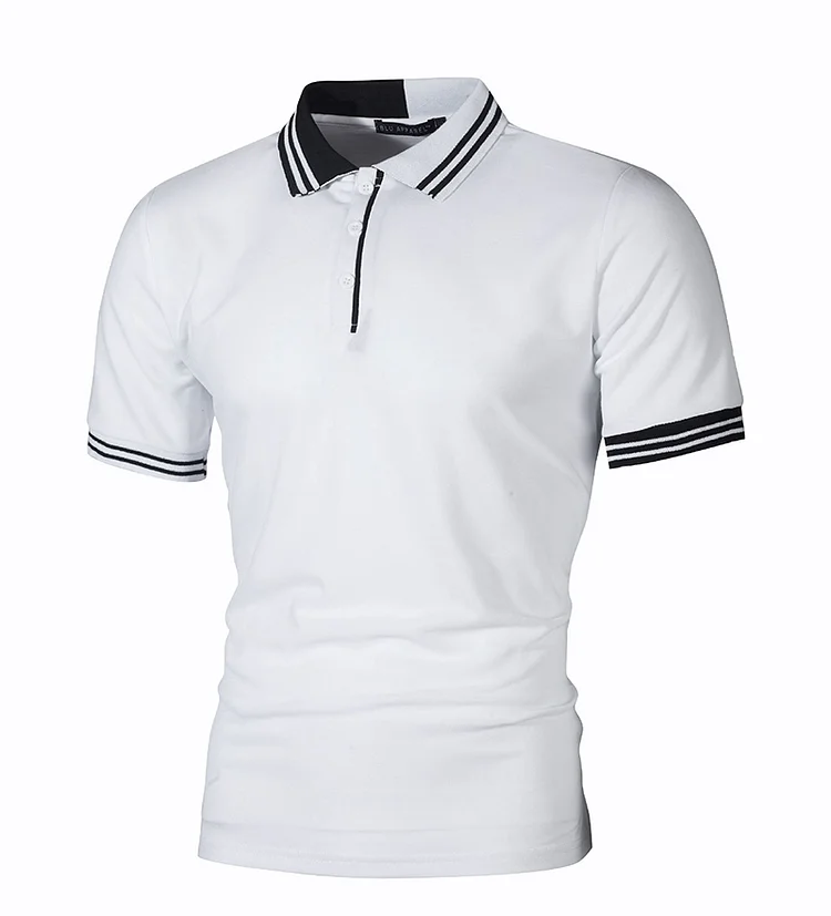 PASUXI New Men's Striped Slim-Fit Polo Shirt - Casual Style, Color-Block Design huanwei