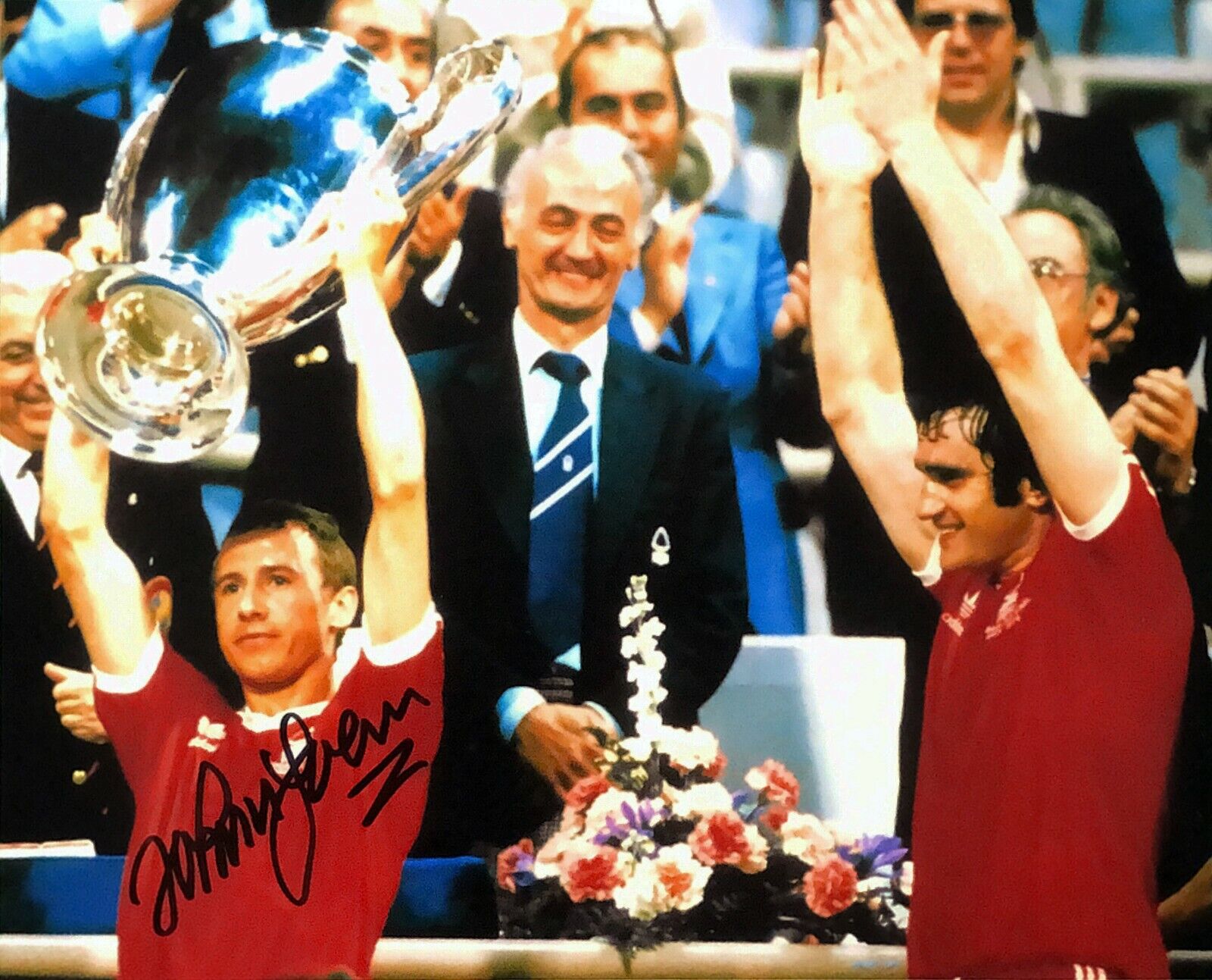 JOHN MCGOVERN NOTTINGHAM FOREST SIGNED EUROPEAN CUP FOOTBALL Photo Poster painting PROOF COA