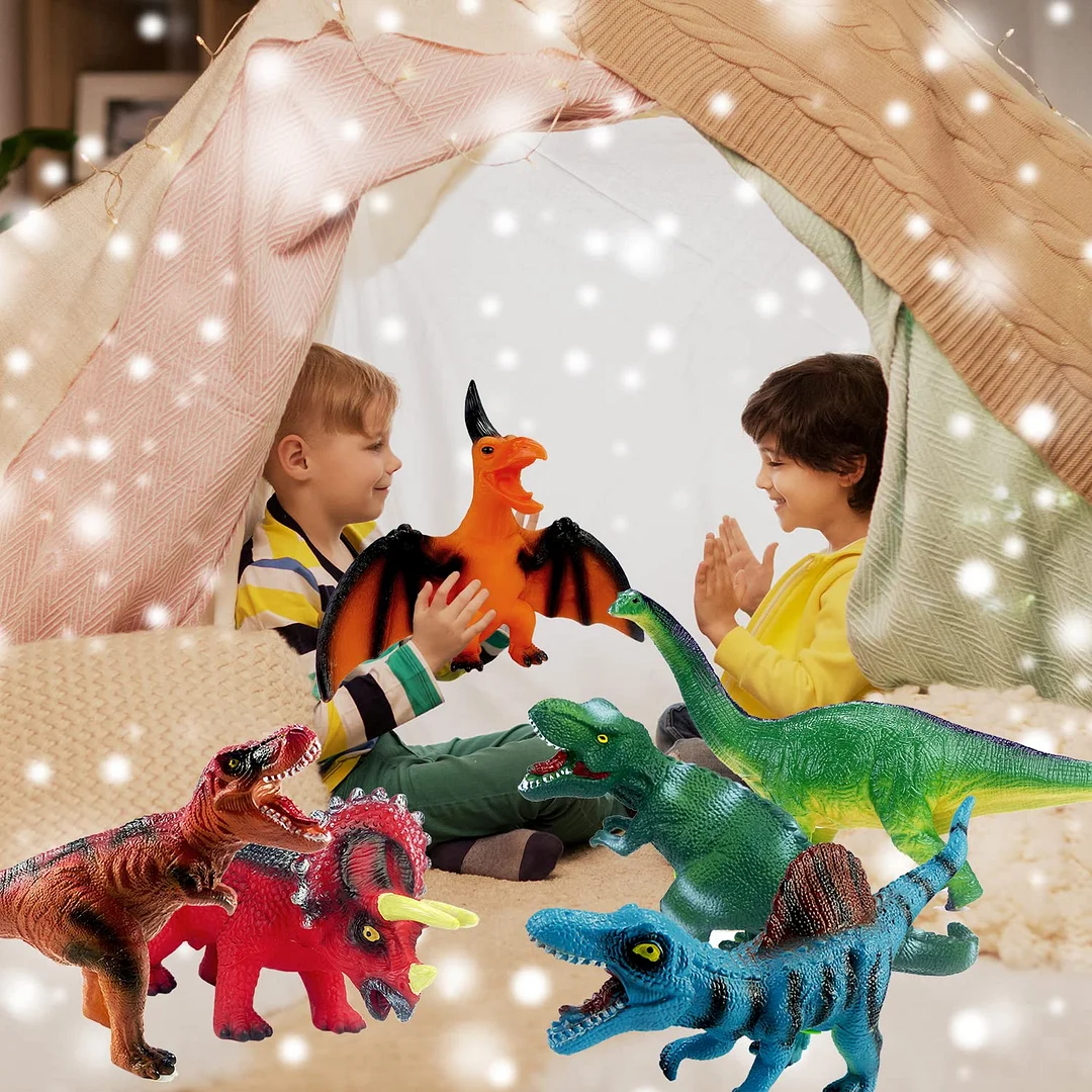 6PCS Jumbo Dinosaur Toys for Kids & Toddlers Jurassic World Dinosaurs 13-16 inches T-Rex Triceratops