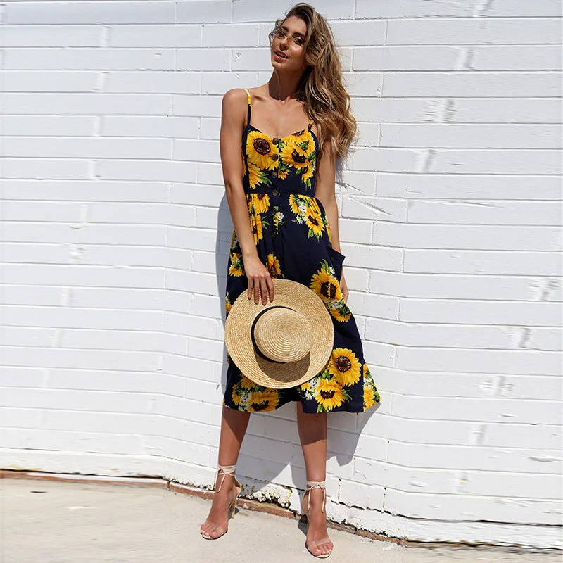 Beach Midi Buttons Dress