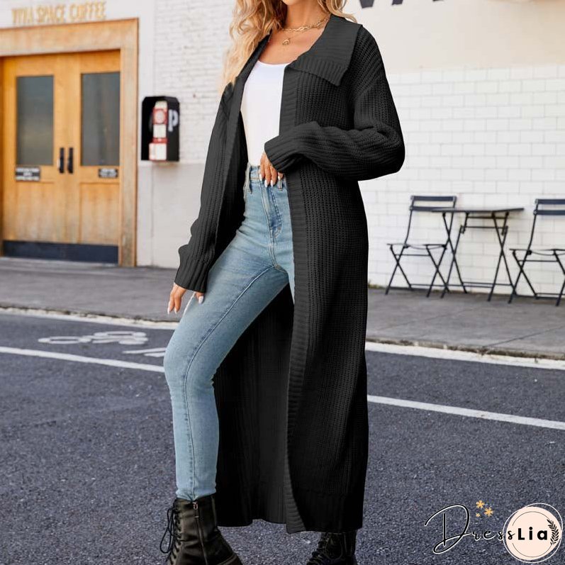 Casual Solid Colour Long Cardigan