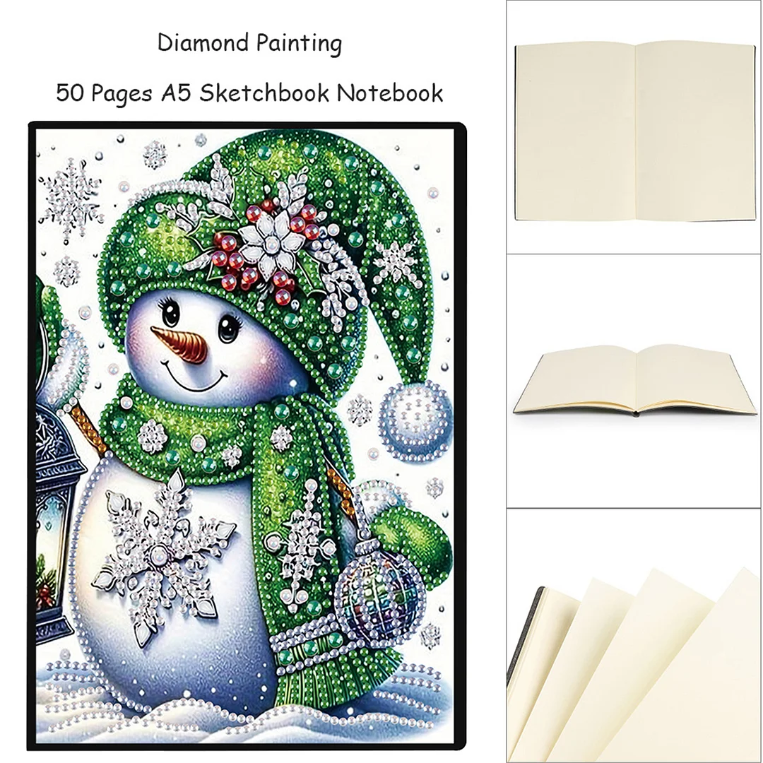 2pcs Snow Season Partial DIY 50 Pages A5 Diamond Painting Notebook for Study