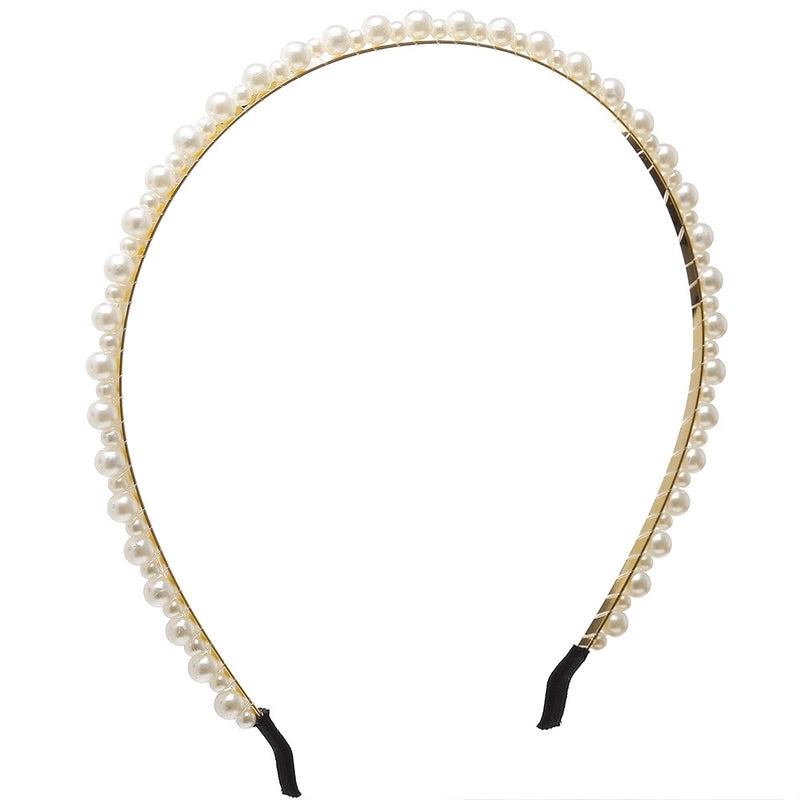 Sweet Geometric Alloy Inlay Artificial Pearls Hair Band