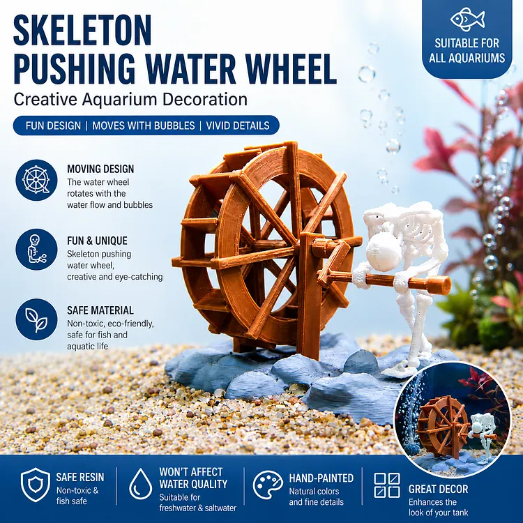 Skeleton Pushing Water Wheel