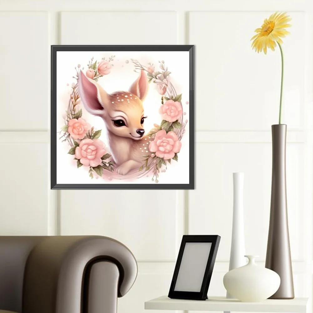 Full Round Diamond Painting 40*40cm - Flower Deer