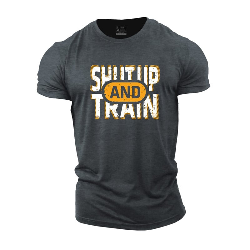 Cotton Shut Up And Train Graphic T-shirts tacday