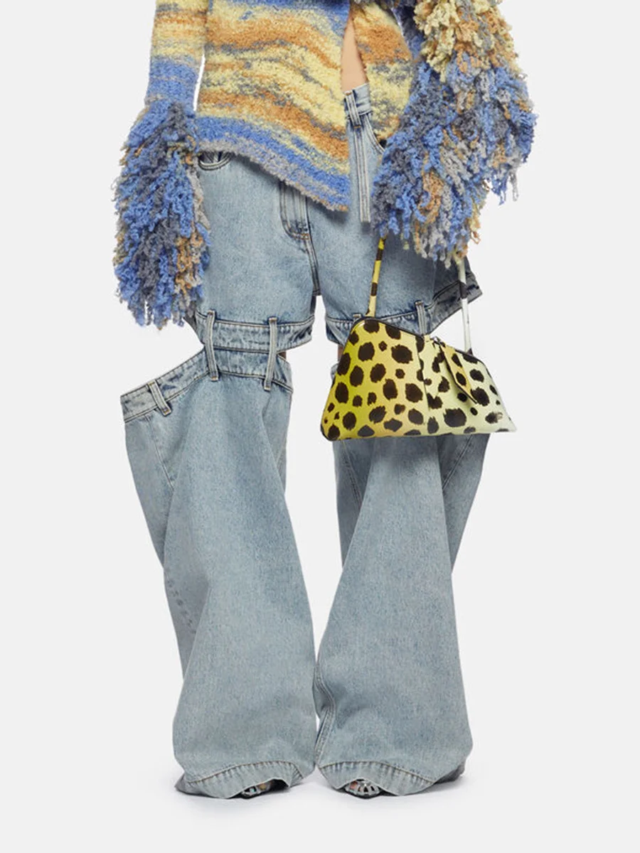 Toloer Toloer Loose Show Thin Zhongshan Wide Leg Pants 2024 Spring New Niche Wind Personality Design Sense Show Leg Jeans Woman-Outfit Ideas