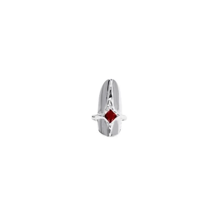 Red Stone Adjustable Nail Ring