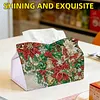 Christmas Poinsettia Butterfly 24cm DIY Diamond Painting Rhinestones Decorative Tissue Box Reusable Crystal Mosaic PU Tissue Holder for Home Car Desk Decoration Craft