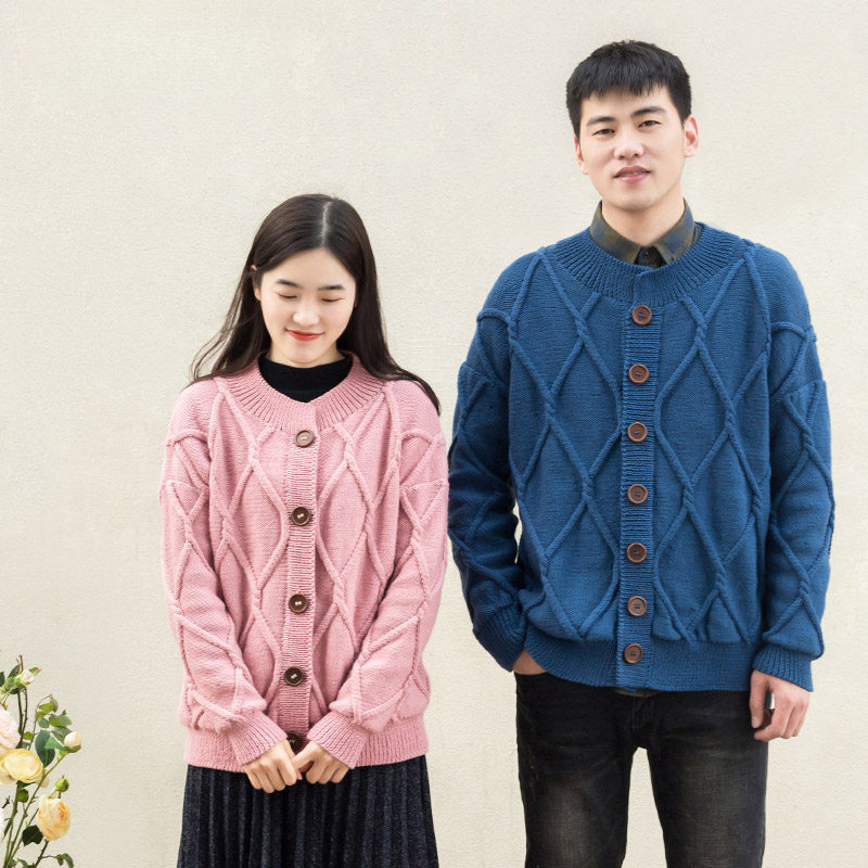 Susan's Chic Diamond-Pattern Couples Sweater DIY Knitting Kit – Premium Yarn Pack