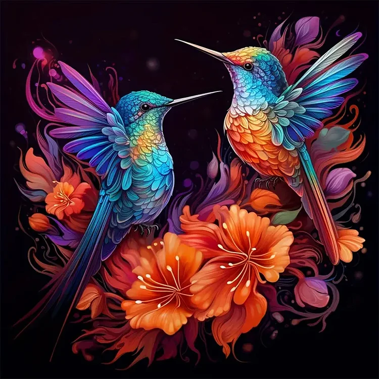 Hummingbird And Flower 30*30CM (Canvas) Full Round Drill Diamond Painting gbfke