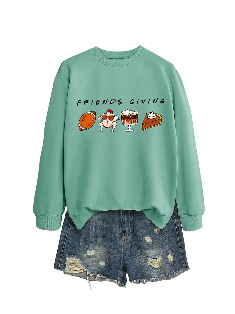 Womens Merry Christmas Crewneck Sweatshirt Funny Friends Giving Turkey Baseball Print Funny Sweatshirt