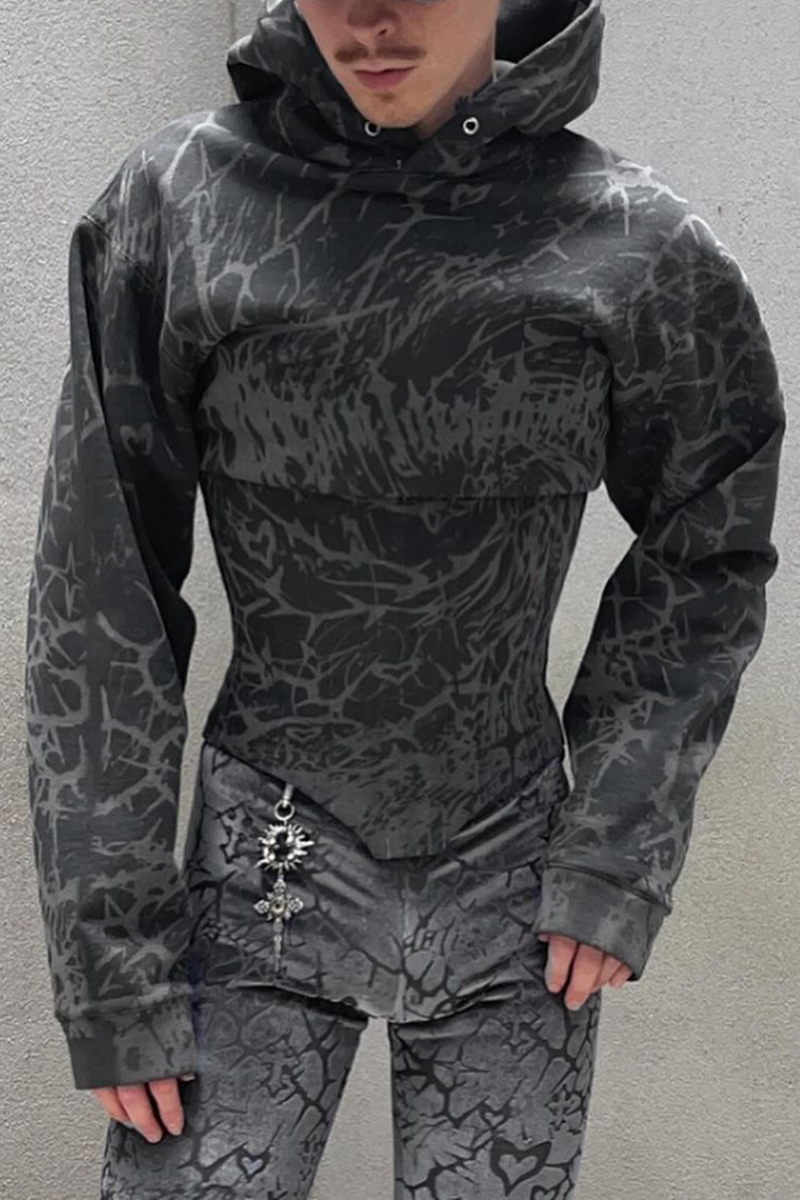 Ciciful Unisex Thorns Print Boned Corset Festival Grey Hoodie