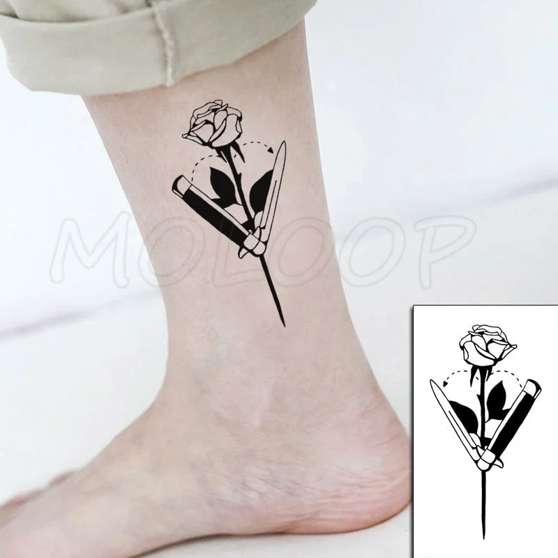 Waterproof Temporary Tattoo Stickers Black Somnus Flower Plant Small Size Tatto Flash Tatoo Fake Tattoos for Man Kid Girl Women