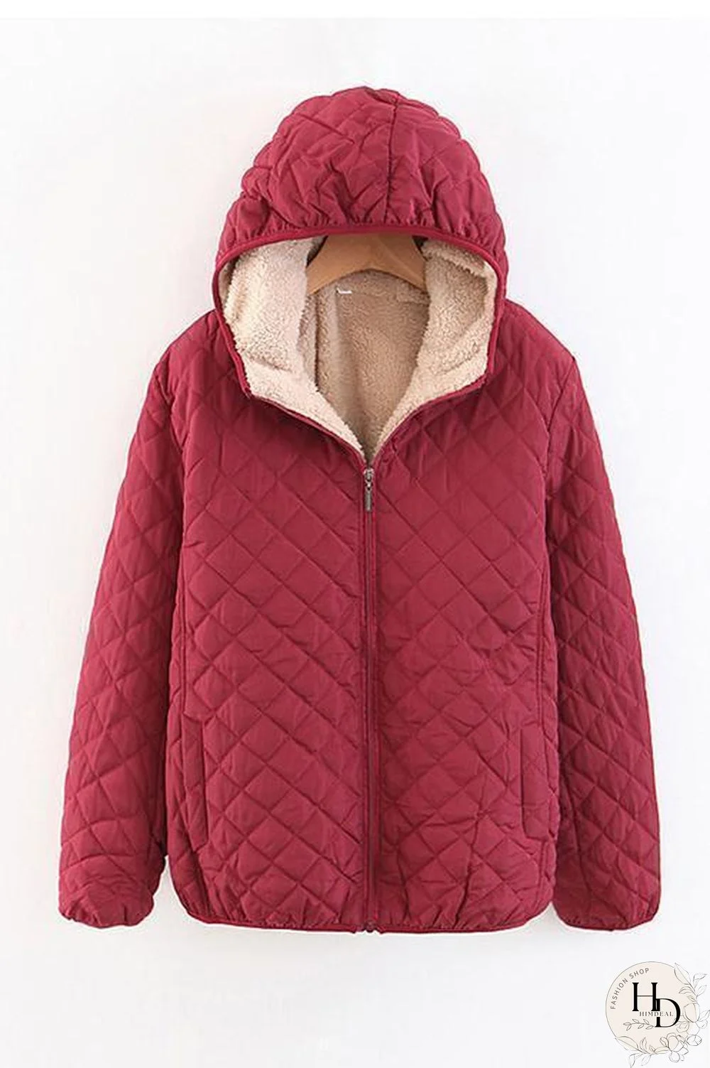 Fleece Hooded Pockets Quilted Jackets