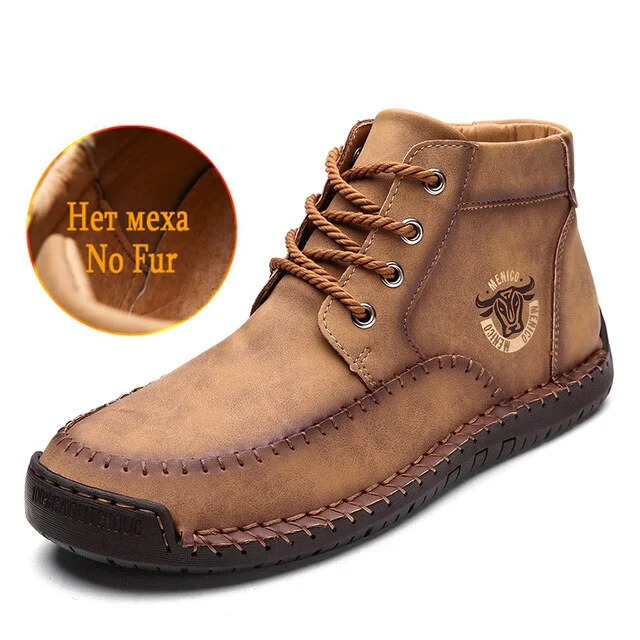 New Winter Men's Boots Plush Warm Men's Snow Boots Outdoor Lace Up Men's Ankle Boots Designer Men Boots Waterproof Hiking Boots