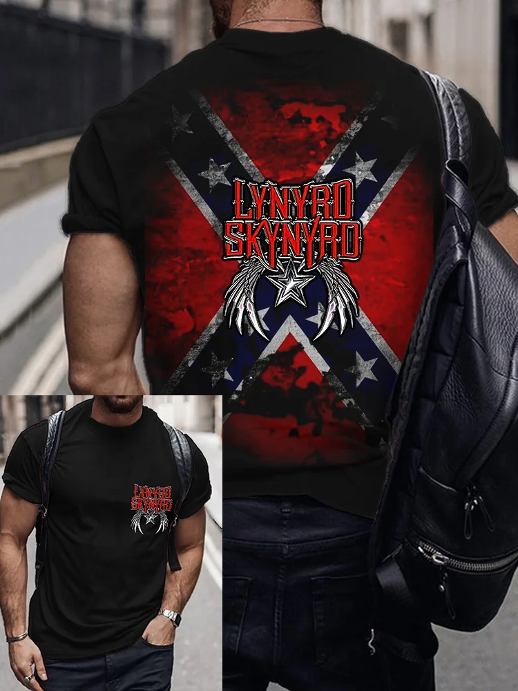 Men's Rock Band Rebel Flag Inspired T Shirt