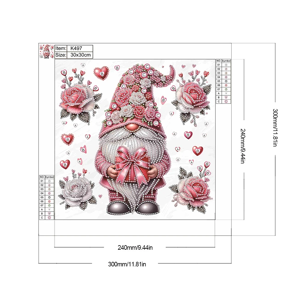 Diamond Painting - Partial Special Shaped Drill - Love Gnome(Canvas|30*30cm)