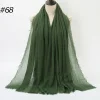 Pleated Linen Cotton Scarf Woolen Edge Women Hijab Shawl