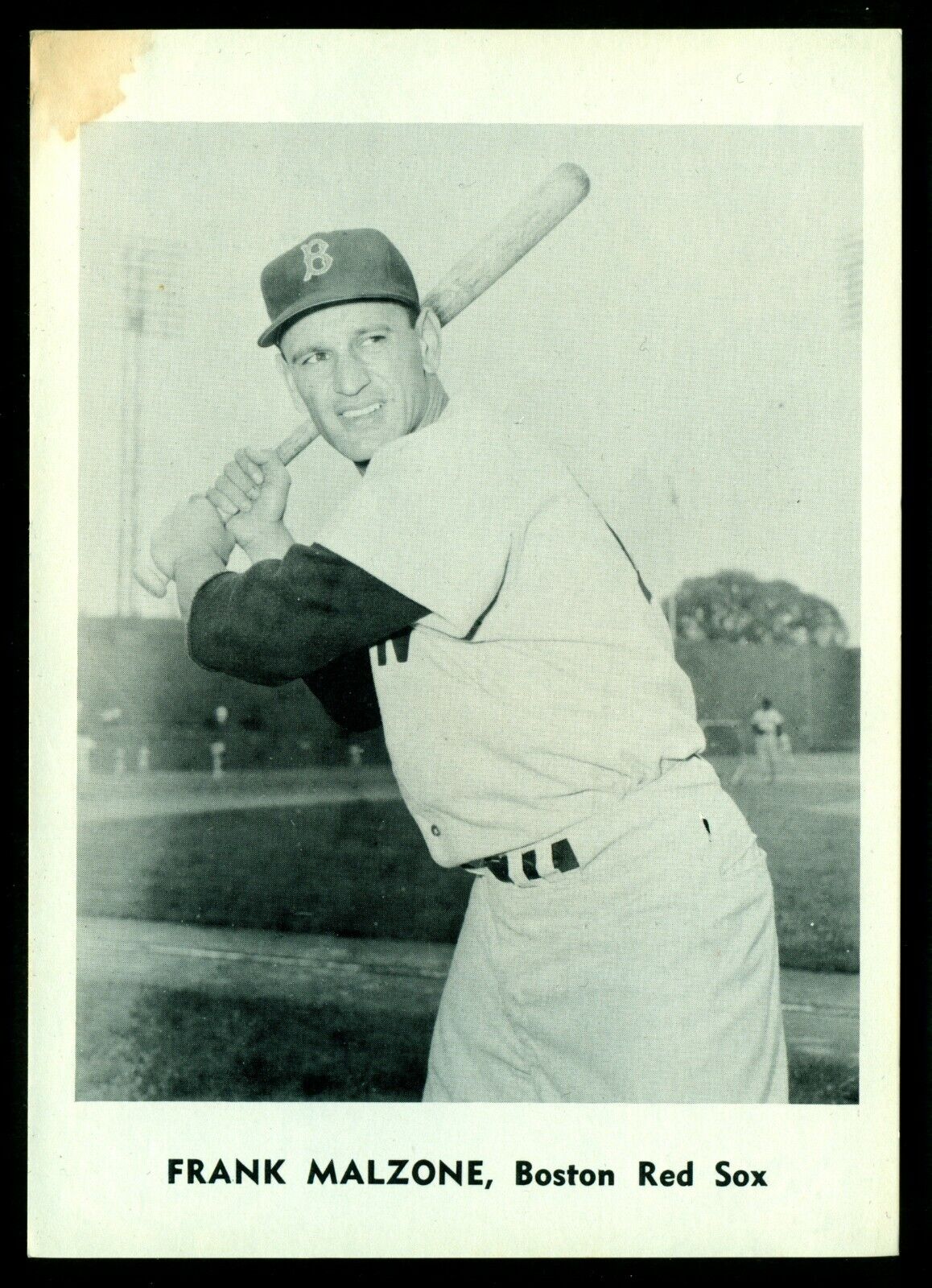 Original 1960's Frank Malzone BOSTON RED SOX Team Issue B&W Photo Poster painting #4 Card sz 5X7