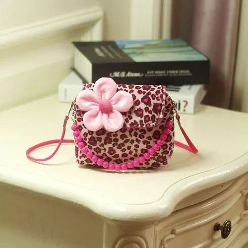 2019 Brand New Lovely Baby Girls Kids 3D Flower Mini Zipper Shoulder Messenger Purse Bag Leopard Candy Color Coin Purses Gift