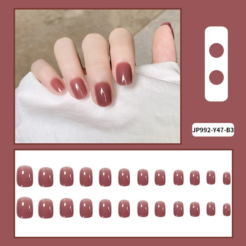 Fake Nail Patch Long Square Head Nails Exqusite Rhinestone Decor Nail Art Finished Nail Piece 24PCS Glue Type Best Gifts SANA889 515-1-Nail Inspo