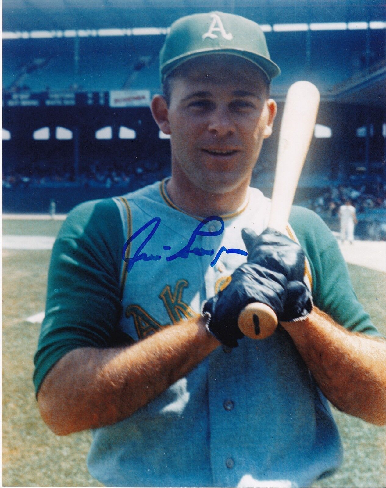 JIM GOSGER OAKLAND A'S ACTION SIGNED 8x10