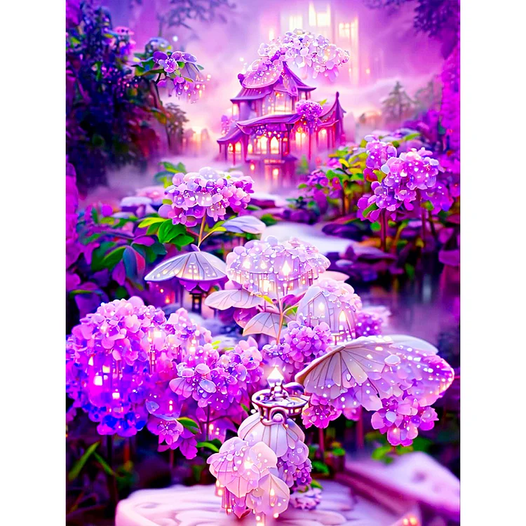 Purple Flowers 30*40CM(Canvas) Full Round Drill Diamond Painting gbfke
