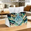 Gold Galaxy Blue Wolf DIY Diamond Painting PU Tissue Holder Box