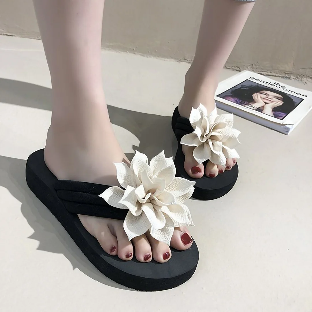 Letclo™ 2021 Summer New Fashion Outdoor Wear All-match Flower Thick-soled Flip Flops letclo Letclo
