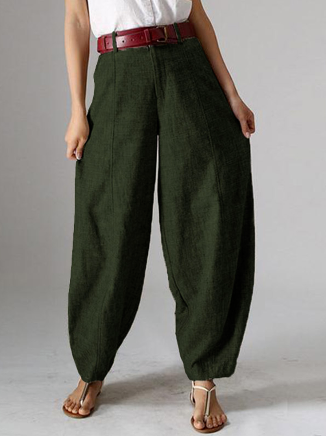 Casual Solid Color Baggy Pockets Harem Pants For Women