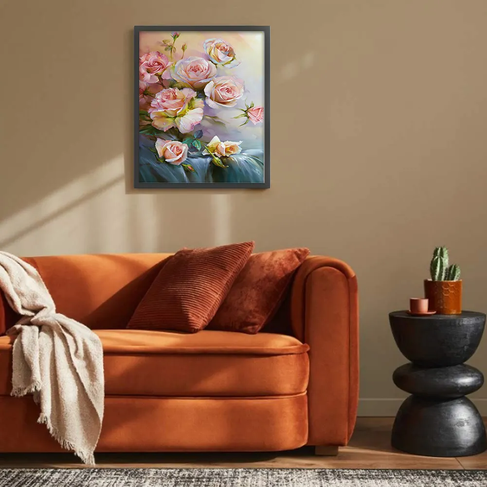DIY Stamped Cross Stitch 11CT Full Embroidery 40*50cm - Pink Roses