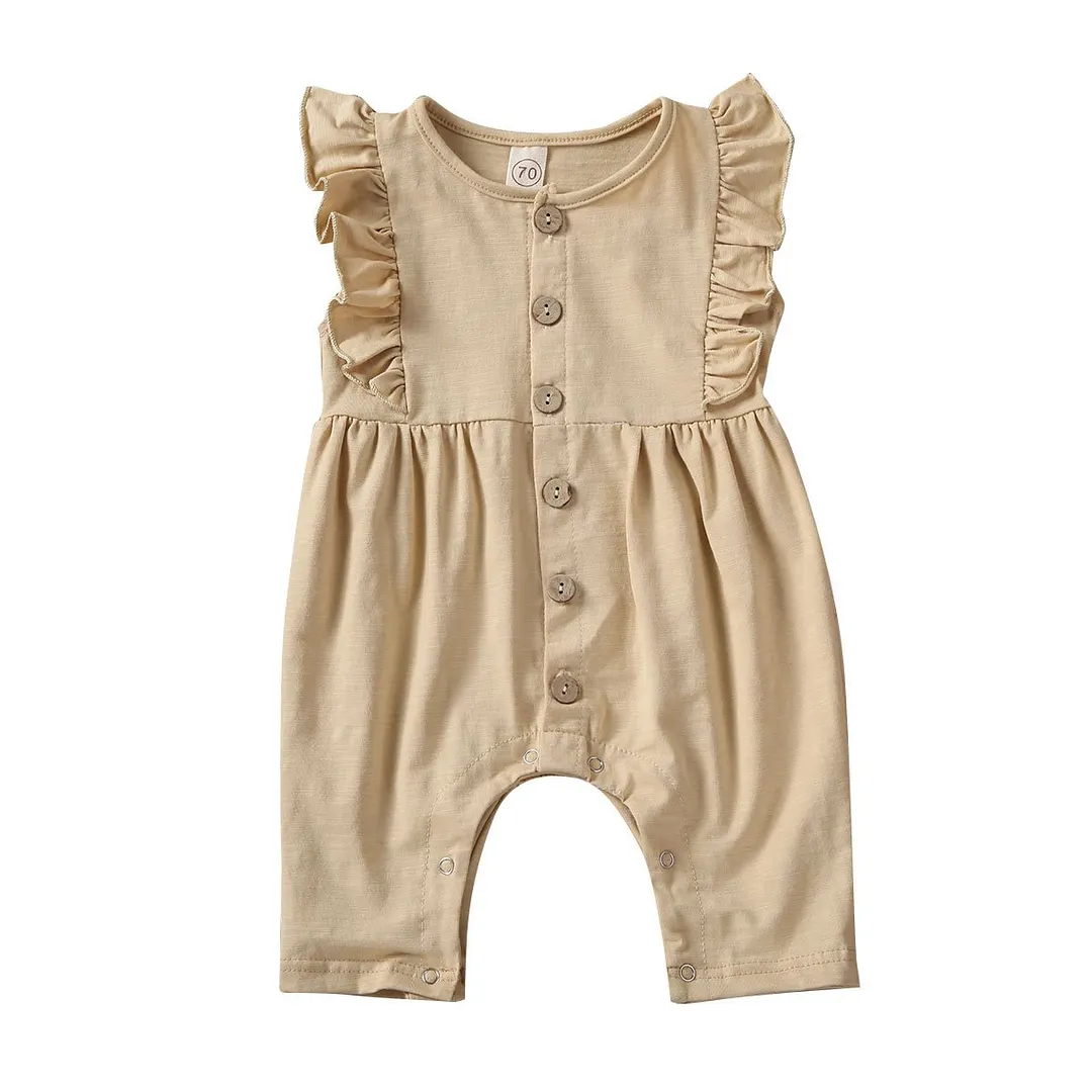 2020 Baby Summer Clothing Newborn Infant Baby Girl Clothes Ruffle Sleeveless Soft Romper Bamboo Fabric Jumpsuit Solid Outfits