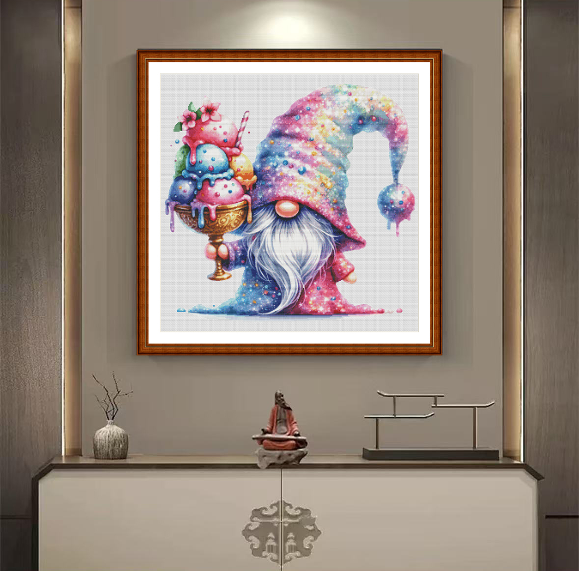1set DIY Printed Cross Stitch Kit, 【ZZ5044- Ice Cream Dwarf】cross stitch embroidery pattern Painting Fairy Cross Stitch
