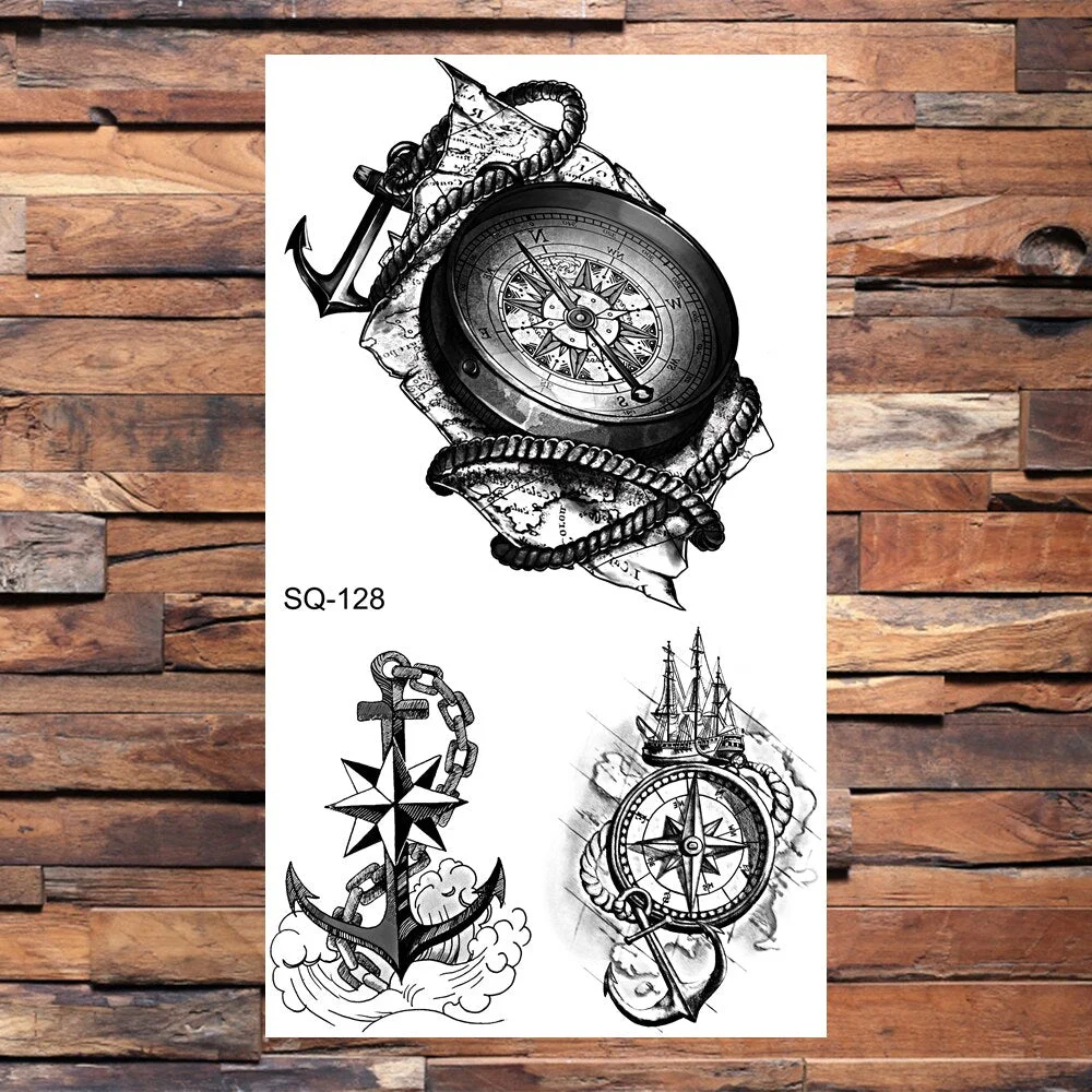 Skeleton Skull Temporary Tattoos For Women Adults Realistic Wolf Snake Rose Flower Feather Fake Tattoo Sticker Back Tatoos Body