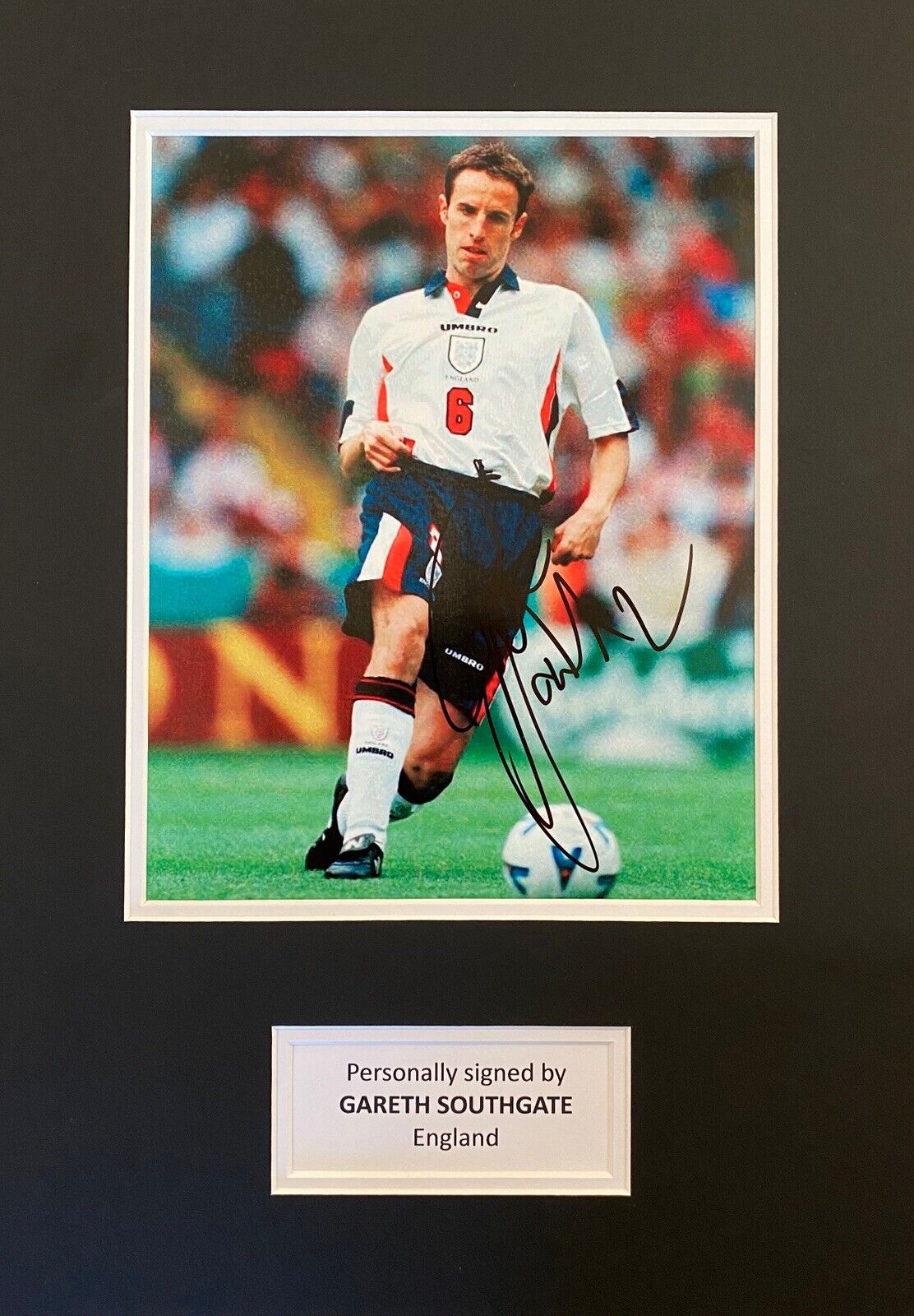 Gareth Southgate Hand Signed 12x8 England Photo Poster painting In 16x12 Mount Display