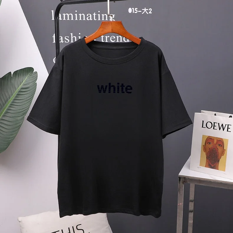 Hirsionsan Lttter Printed Cotton T Shirts Women Summer Harajuku Basic Loose Tees for Girl Simple Oversized Female Tops M-4XL