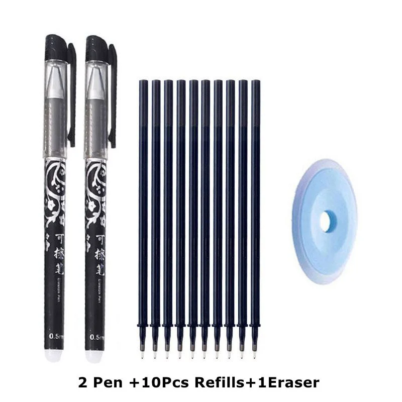 Erasable Pen Refills Rod Set 0.5mm Needle/0.7mm Bullet tip Washable Handle Erasable Ballpoint Pen for School Pen Writing Tools